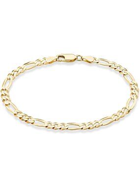 18K Gold Over Sterling Silver 5mm Figaro Bracelet for Women & Men - Stylish